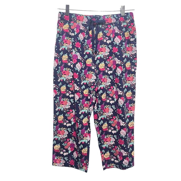 Sleep Sense Floral Pajama Set Top M Bottom S Cotton Stretch Lounge Pockets - Picture 5 of 8